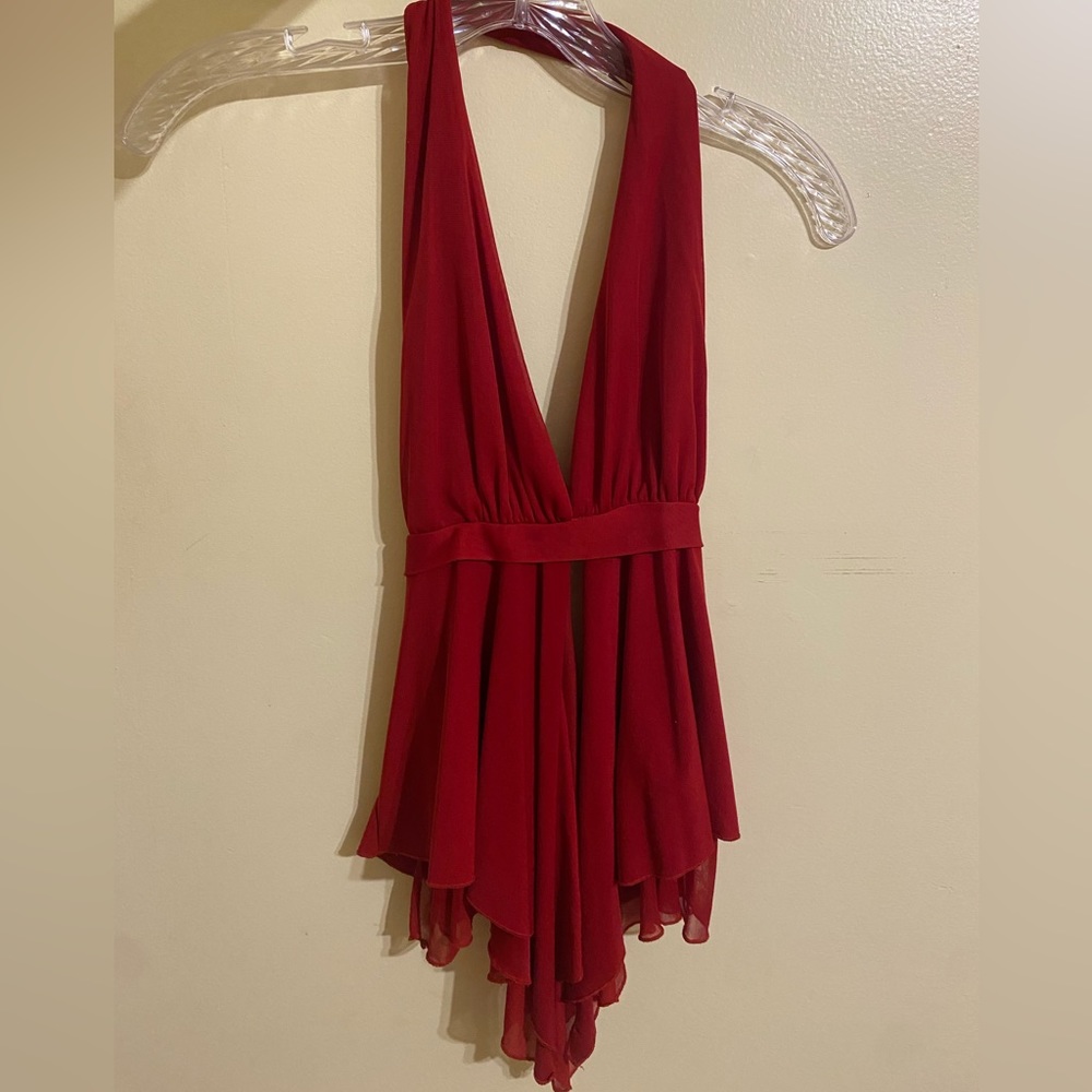 Y2K curtain peep halter top